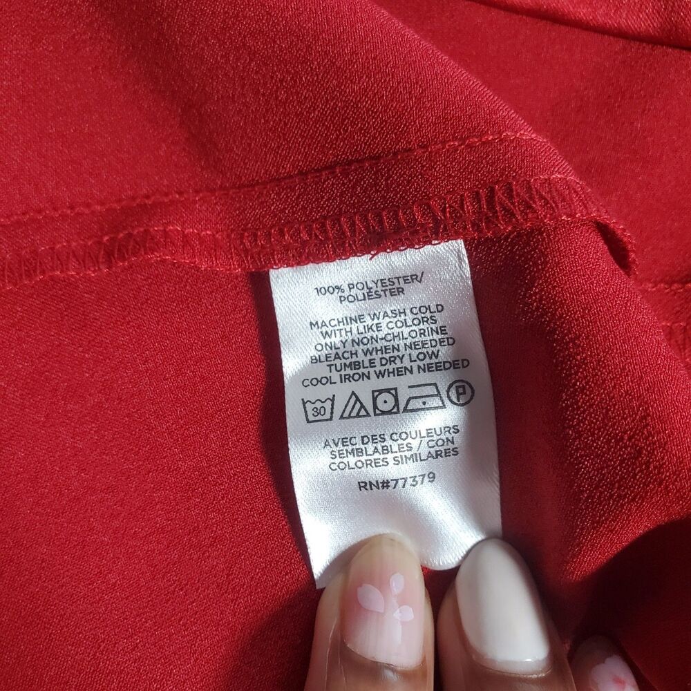 Ann Taylor Women’s Dress 0P Red Satin Midi Sheath Mock Neck Sleeveless - Picture 6 of 8